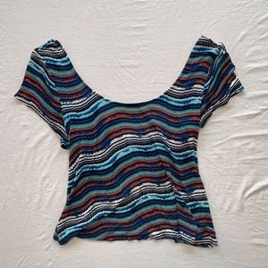 Multi-Colored Crop Top w/ Crossed Back
